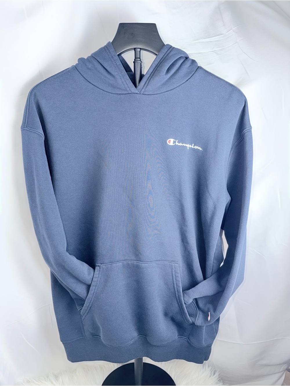 Champion Boys Pullover Hoodie Navy Blue Graphic Sweatshirt Size L (14)